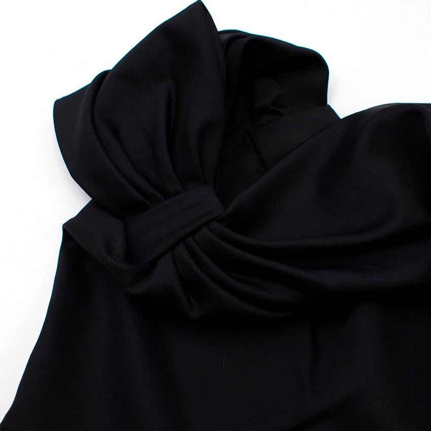 Valentino Black Fitted Bow Shoulder Wool Blend Dress - Size US 8 For Sale 3