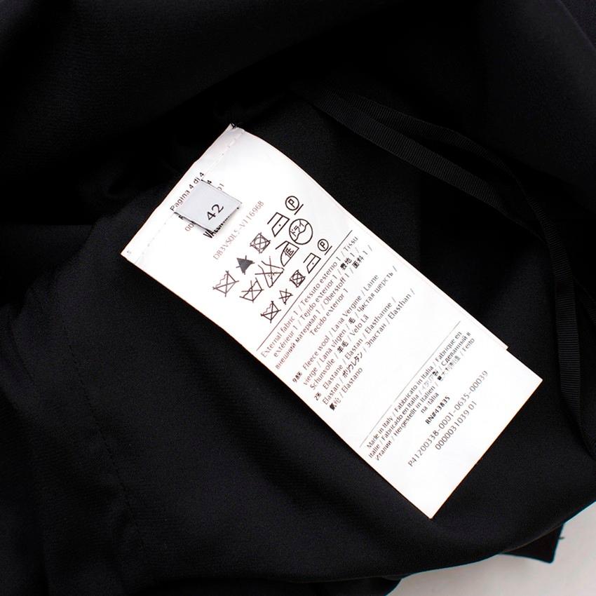 Valentino Black Fitted Bow Shoulder Wool Blend Dress - Size US 8 For Sale 5