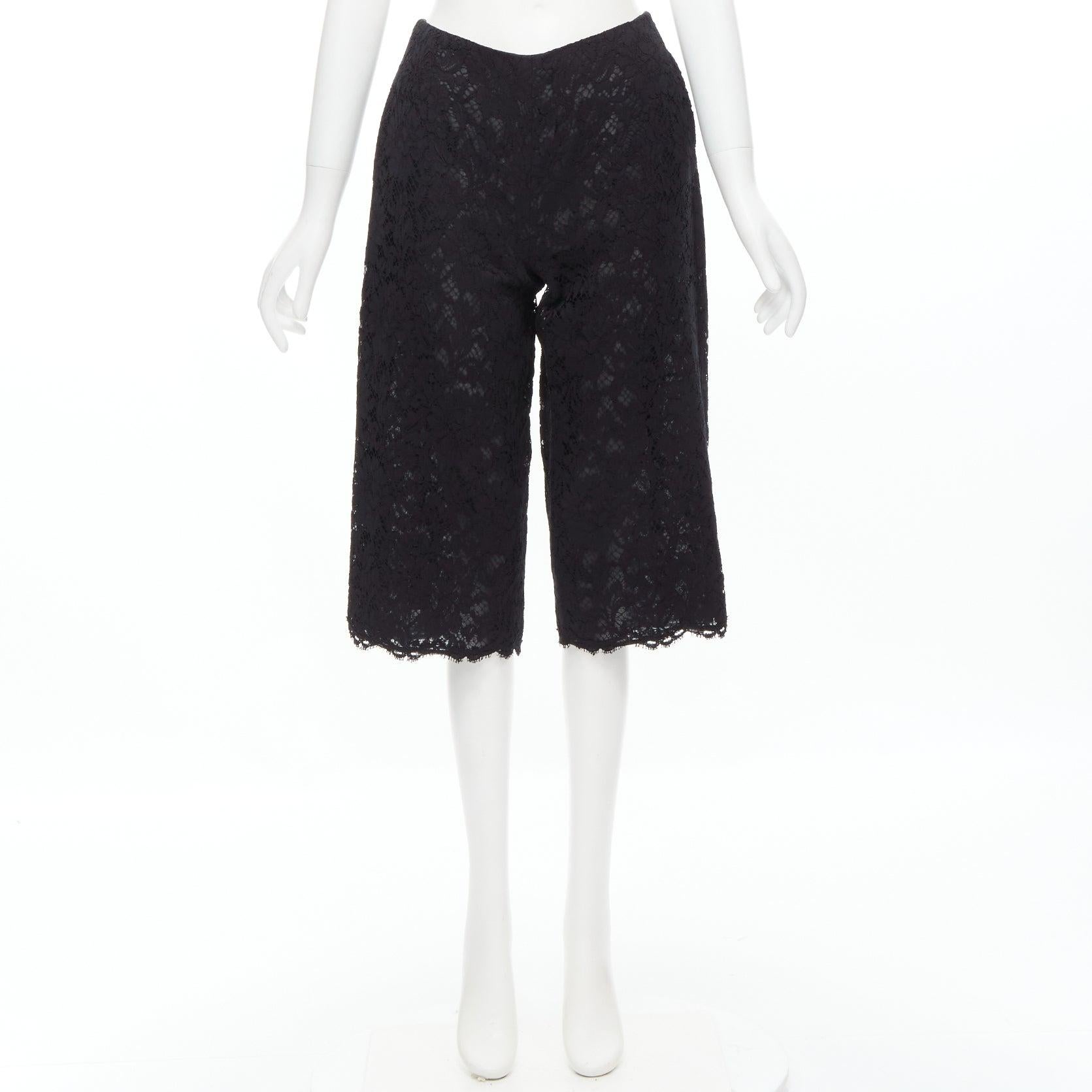 VALENTINO schwarz florale Spitze knielange Culotte Shorts IT38 XS im Angebot 6