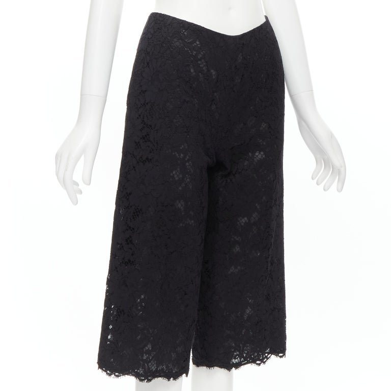 VALENTINO black floral lace knee length culotte shorts IT38 XS For Sale at  1stDibs