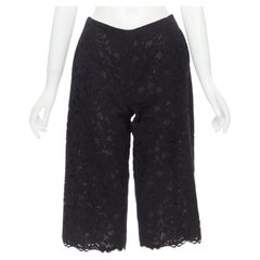 VALENTINO black floral lace knee length culotte shorts IT38 XS