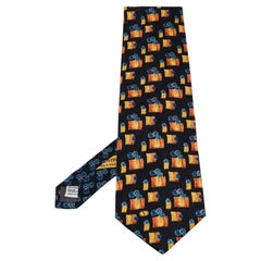 Valentino Schwarze traditionelle Krawatte aus Seide mit Blumendruck