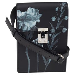 Valentino Black Flowersity Print Leather Crossbody Bag