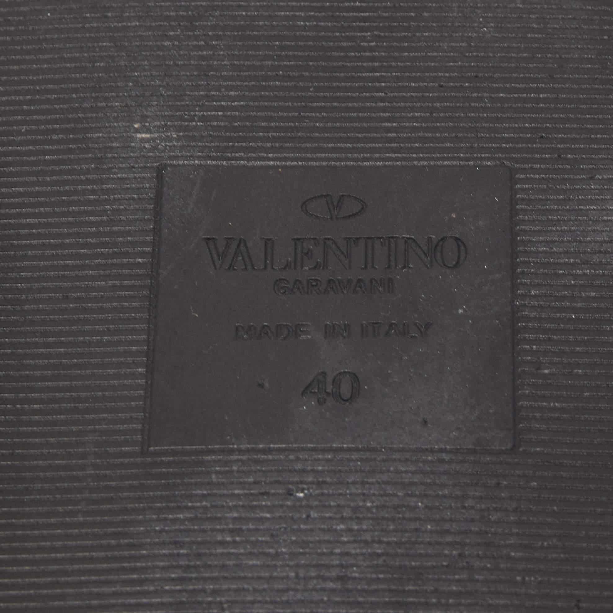 Valentino Black Fur Rockstud Flat Slides  3