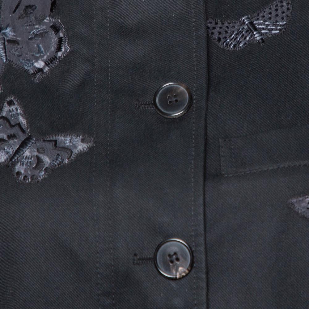 Women's Valentino Black Gabardine Butterfly Applique Detail Jacket S