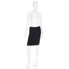 Valentino Black Gathered 2000s Y2K Pencil Silk Blend Skirt