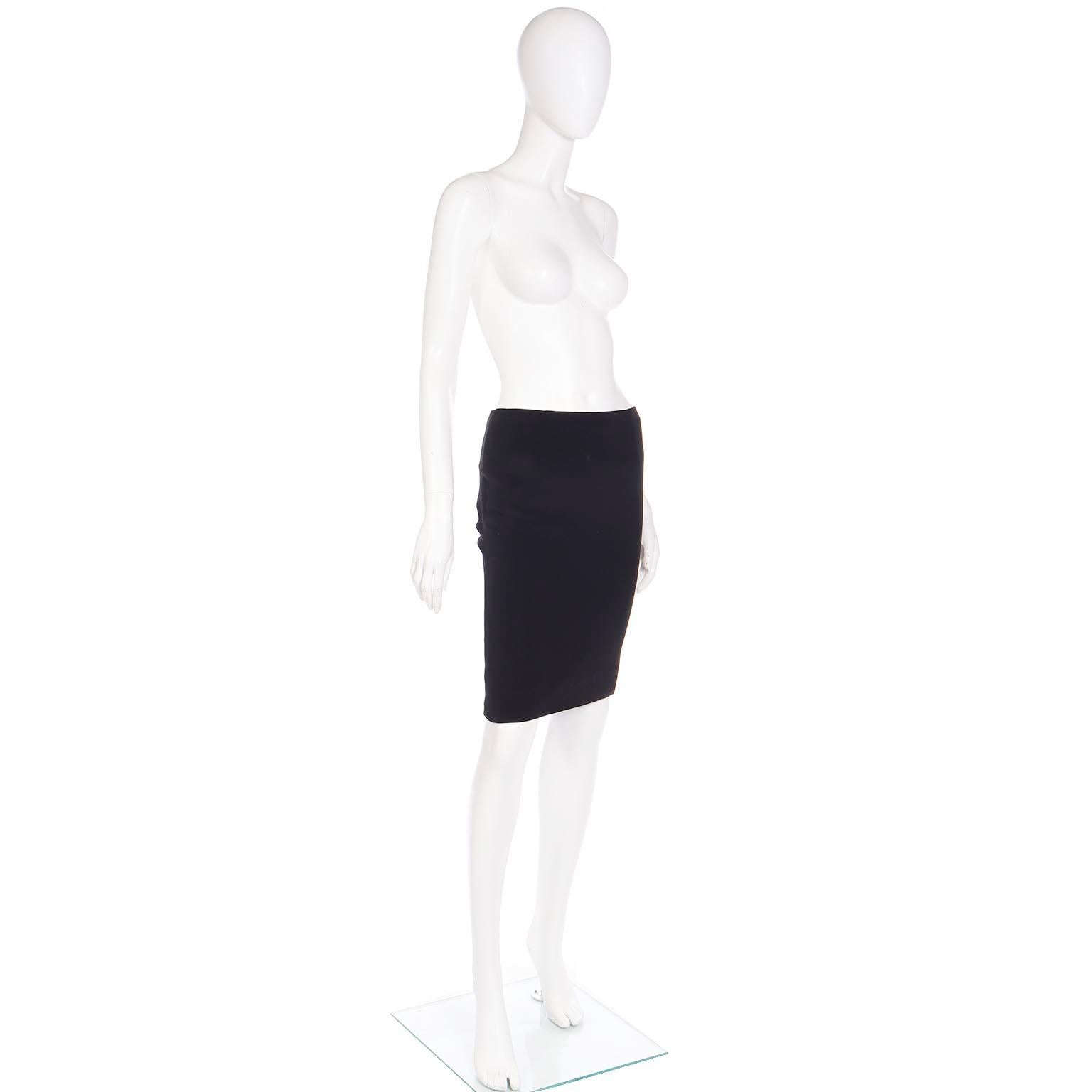 Valentino Black Gathered 2000s Y2K Pencil Silk Blend Skirt In Excellent Condition For Sale In Portland, OR