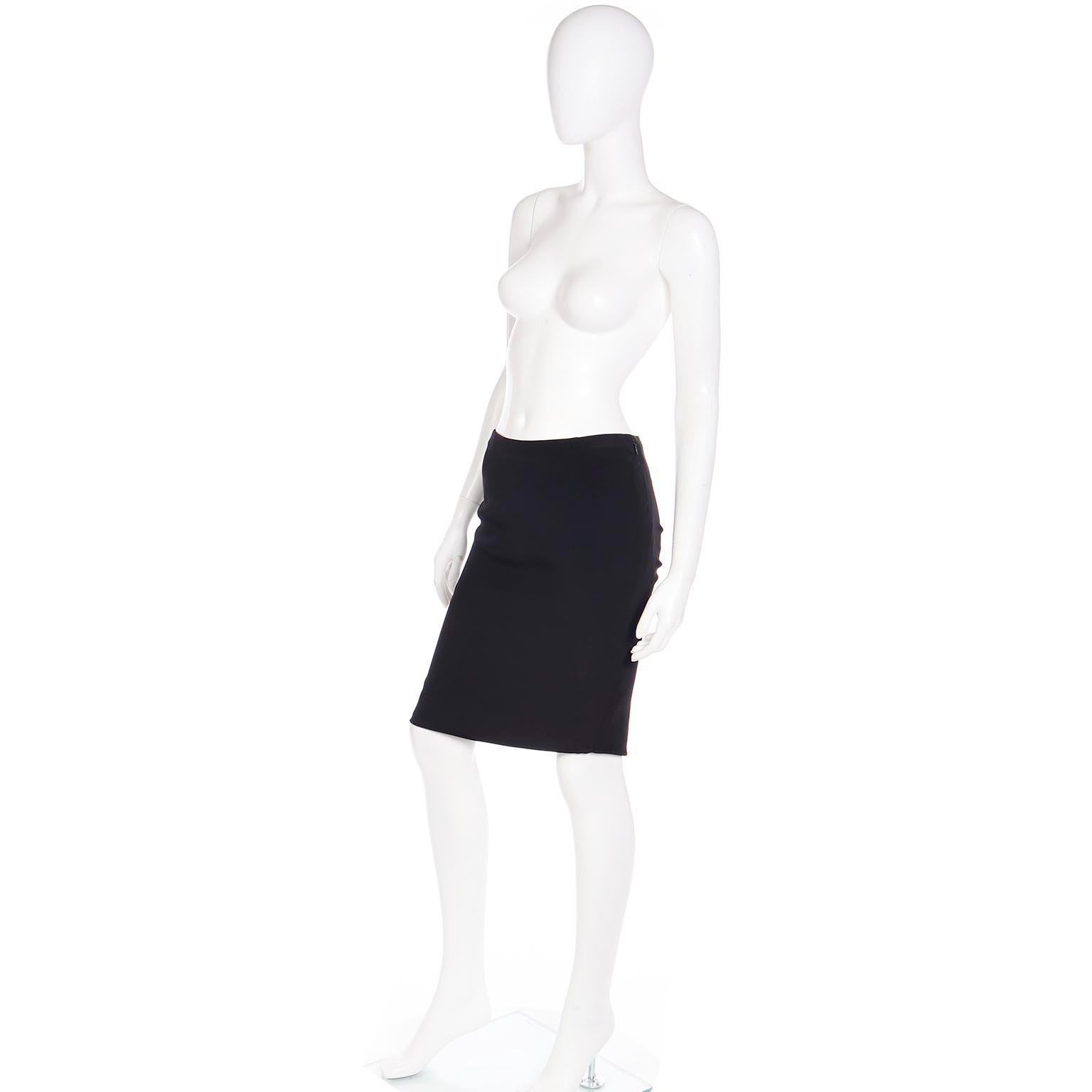 Valentino Black Gathered 2000s Y2K Pencil Silk Blend Skirt For Sale 1