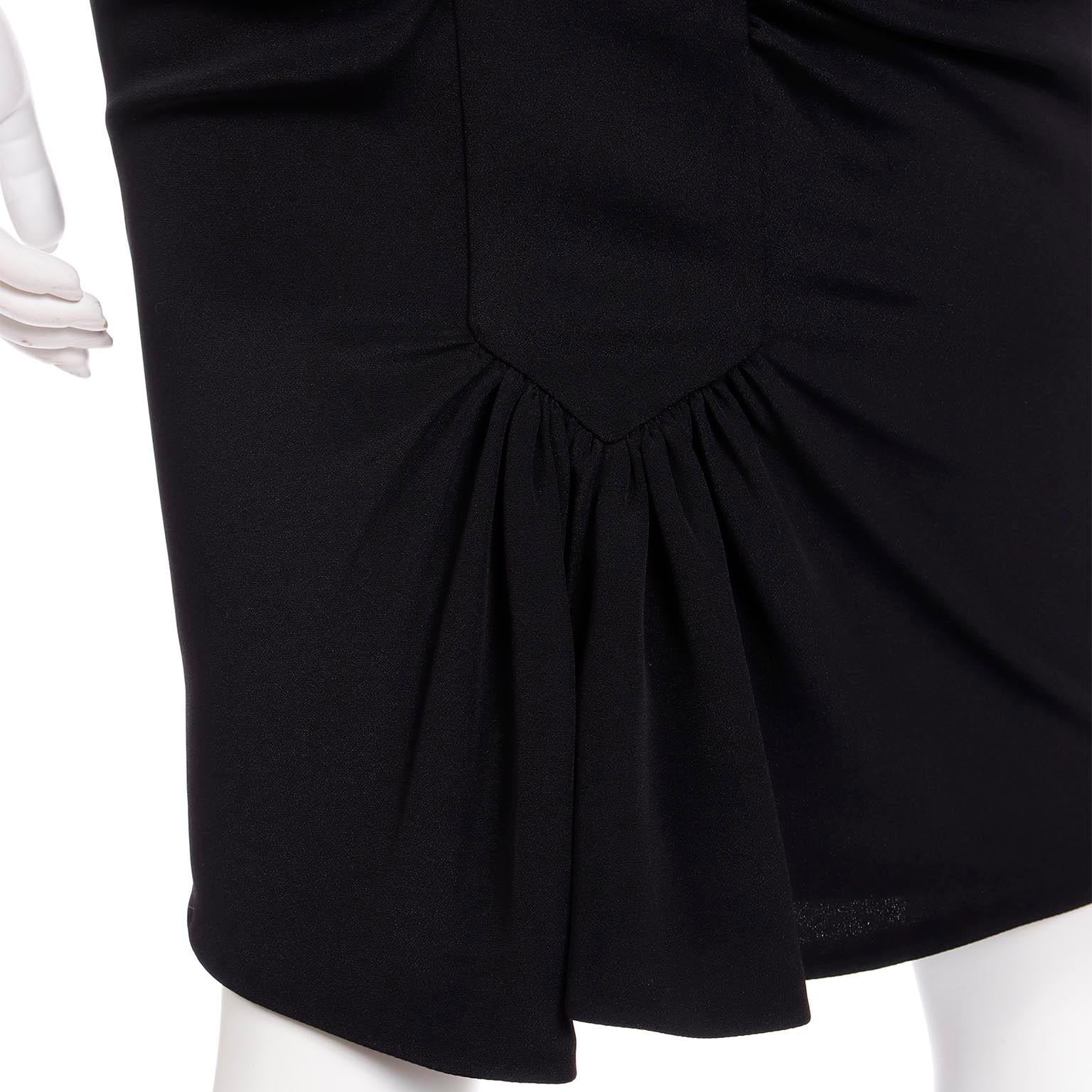 Valentino Black Gathered 2000s Y2K Pencil Silk Blend Skirt For Sale 2
