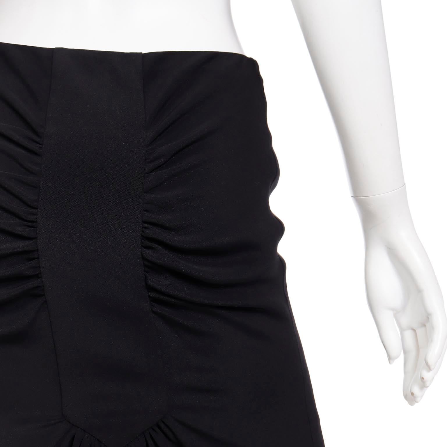 Valentino Black Gathered 2000s Y2K Pencil Silk Blend Skirt For Sale 3