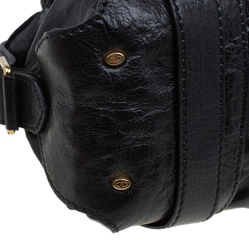 Valentino Black Glaze Leather Braided Handle Dome Satchel 4