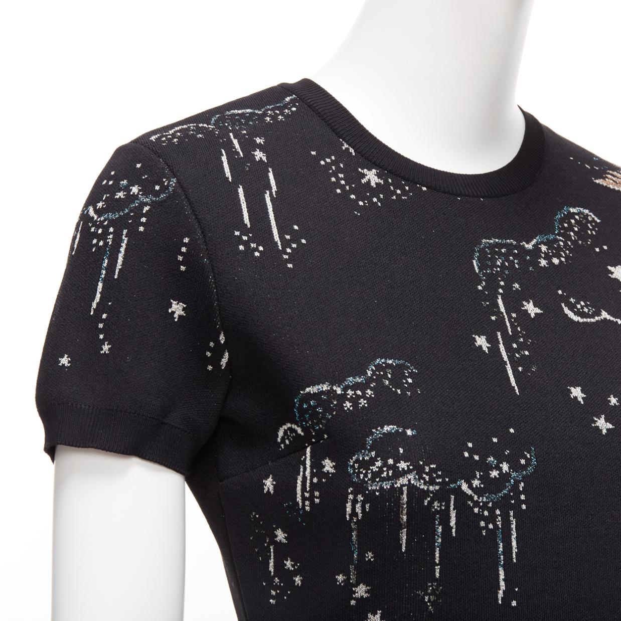 VALENTINO black glitter cloud star jacquard short sleeve fit flare dress S
Reference: YIKK/A00065
Brand: Valentino
Designer: Pier Paolo Piccioli
Material: Viscose, Blend
Color: Black, Silver
Pattern: Star
Closure: Zip
Extra Details: An atmospheric