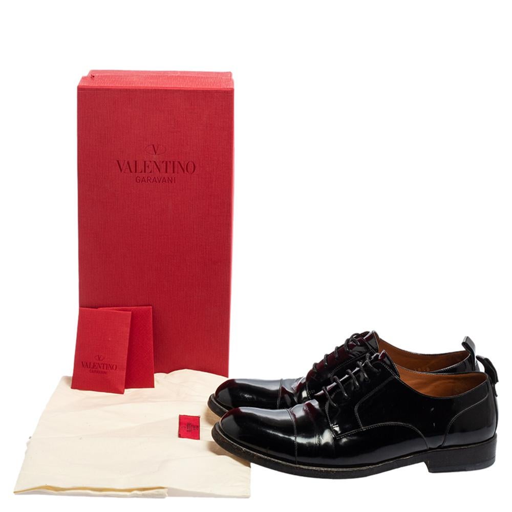 Valentino Black Glossy Leather Lace Up Derby Size 38.5 1