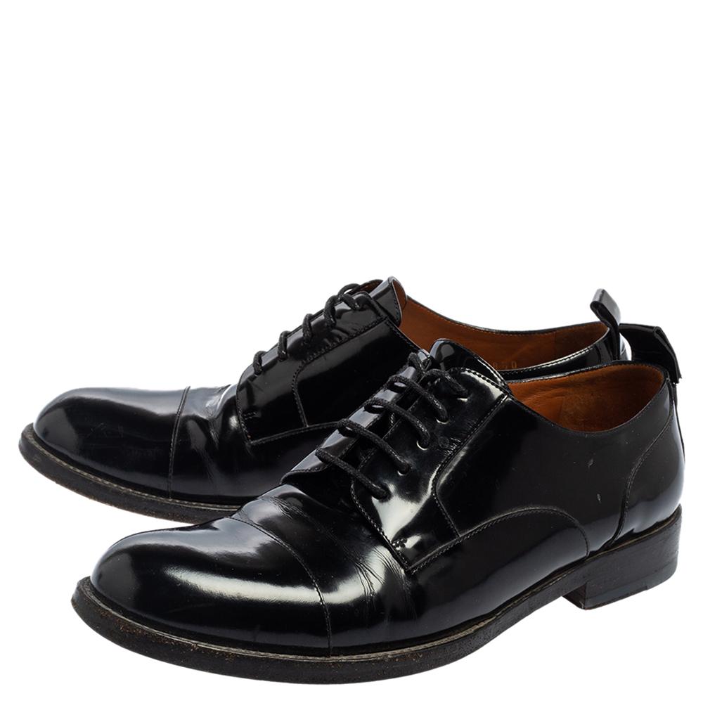 Valentino Black Glossy Leather Lace Up Derby Size 38.5 2