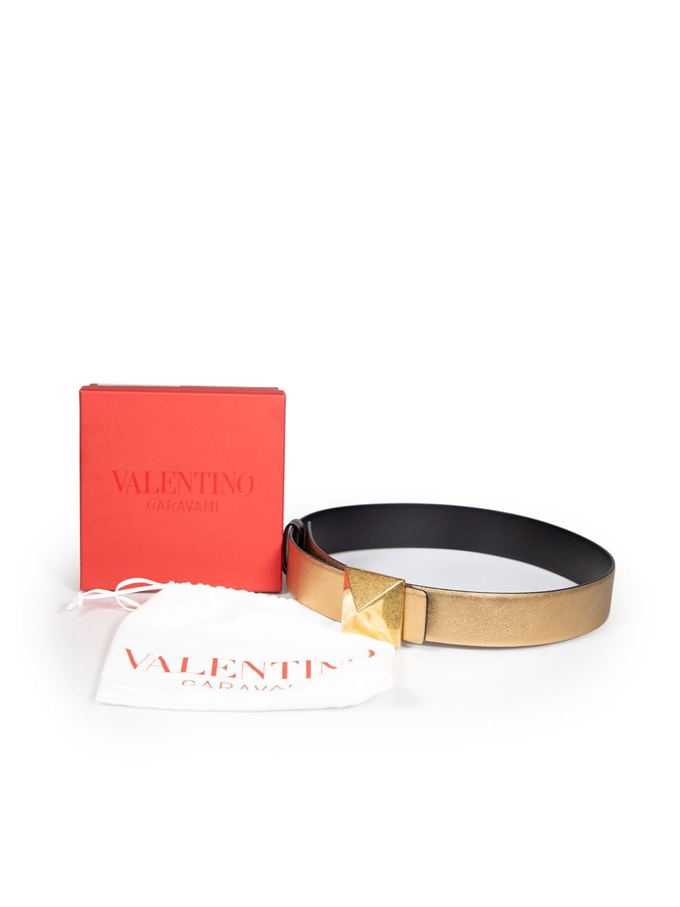 Valentino Black & Gold Reversible Leather Belt For Sale 3