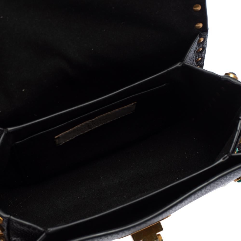 Valentino Black Grained Leather Guitar Rolling Rockstud Shoulder Bag 6