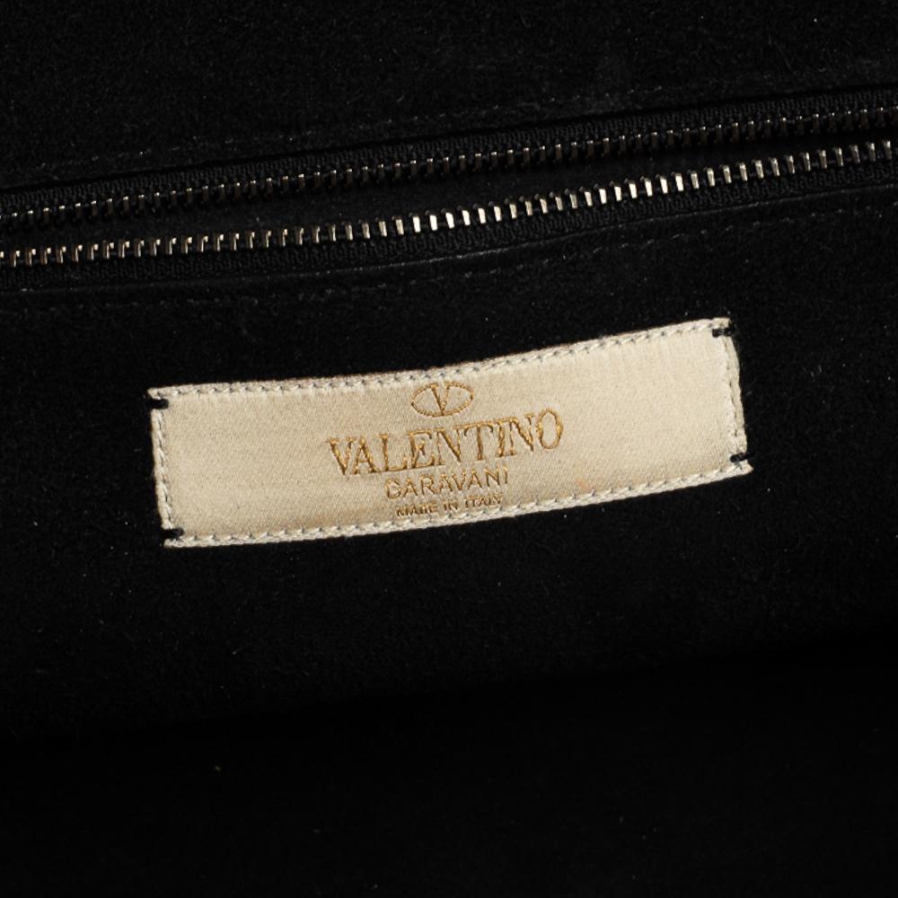 Valentino Black Grained Leather Rockstud Medium Glam Lock Flap Bag 5