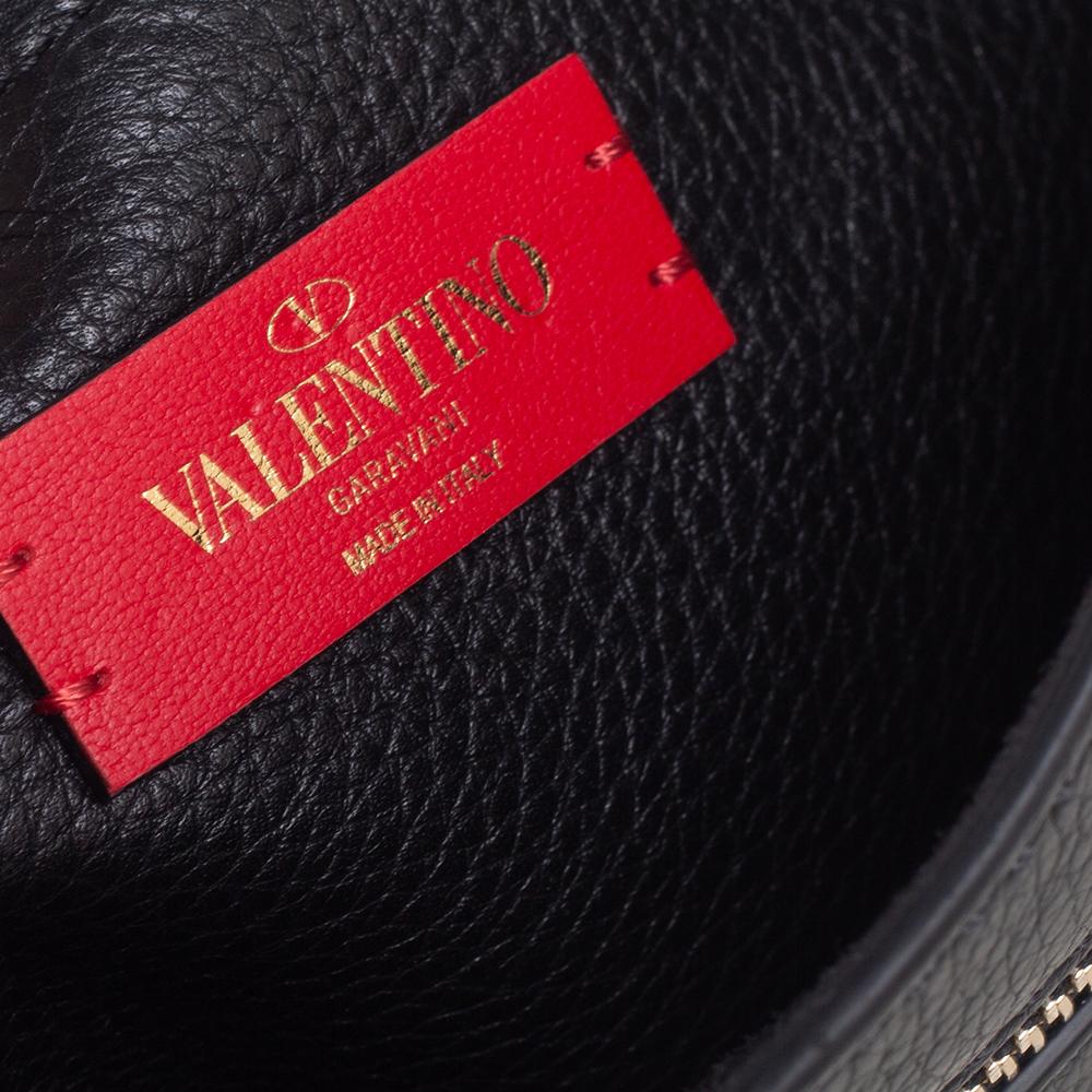 Valentino Black Grained Leather Rockstud Saddle Shoulder Bag 5