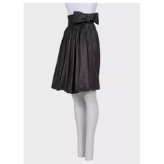Valentino Black High-Waist Silk Skirt Bow Detail US6