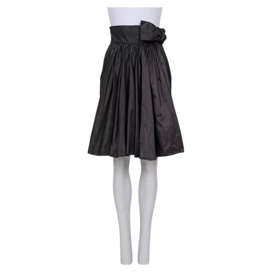 Valentino Black High-Waist Silk Skirt Bow Detail US6
