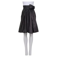 Valentino Black High-Waist Silk Skirt Bow Detail US6