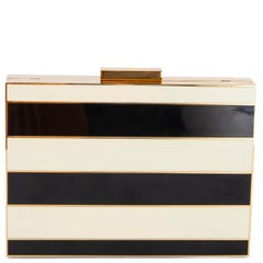 VALENTINO Schwarz & Elfenbein 2015 STRIPED MONOCHROME MINAUDIERE Clutch Tasche