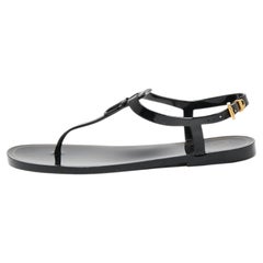 Valentino Black Jelly VLogo Thong Flat Sandals Size 40