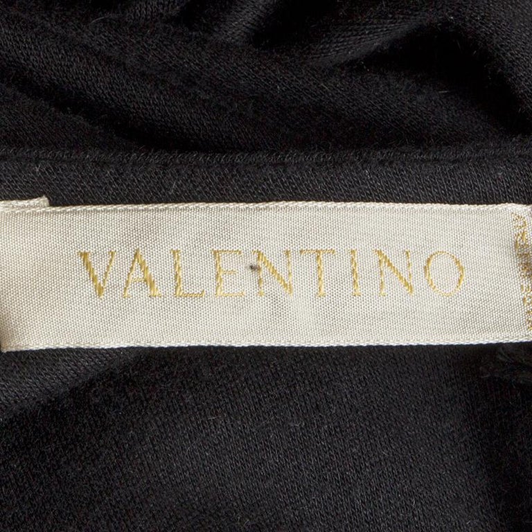 VALENTINO black JERSEY BOW Long Sleeves Maxi Dress 8 For Sale at 1stdibs