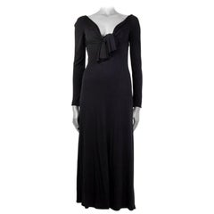 VALENTINO black JERSEY BOW Long Sleeves Maxi Dress 8
