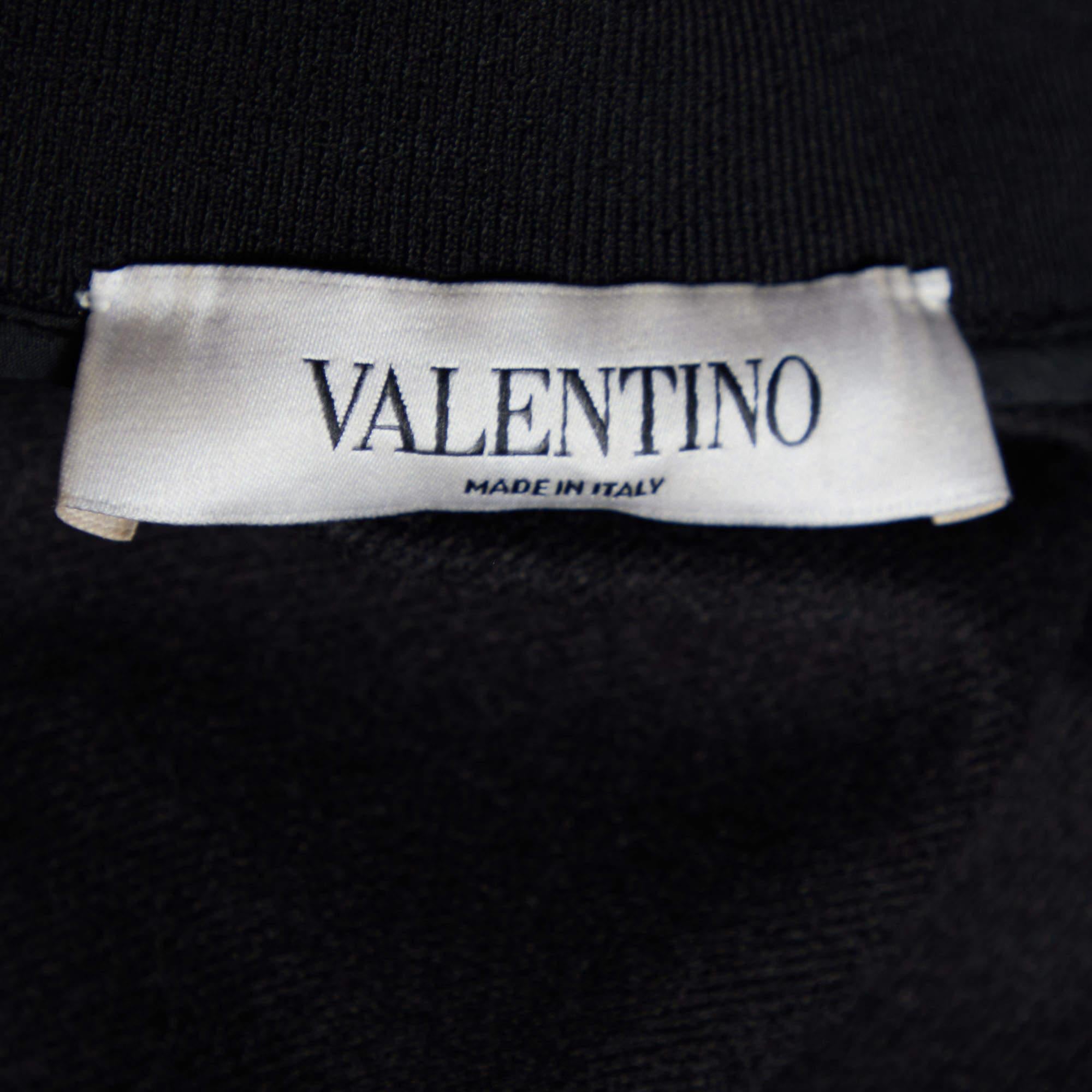 Valentino Black Jersey Plisse Midi Dress  1
