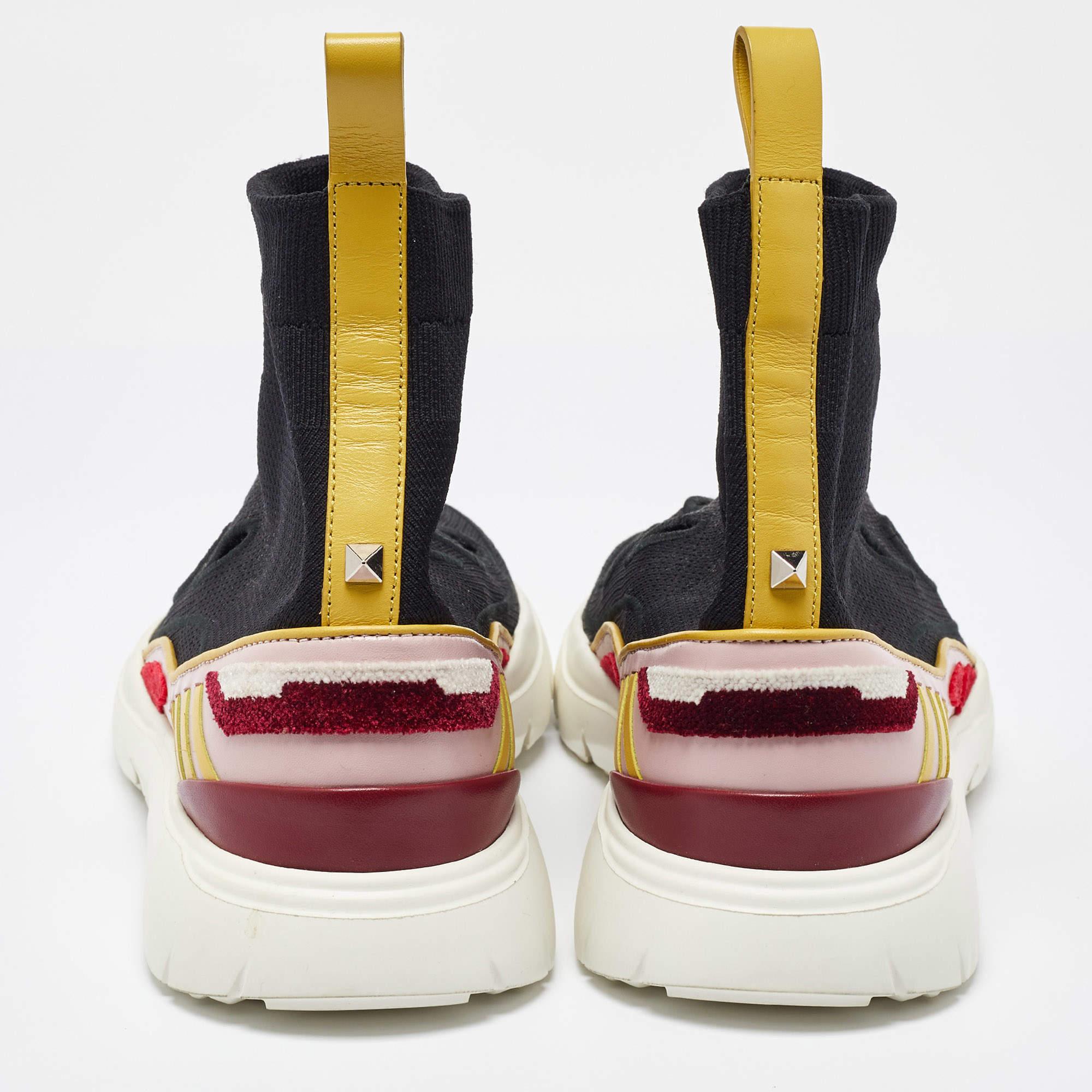 Donna Valentino - Scarpe da ginnastica con calzino in maglia nera Taglia 39 in vendita