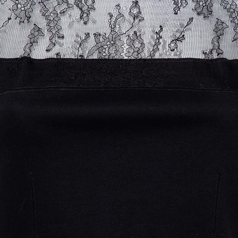 Women's Valentino Black Knit & Lace Paneled Sheath Dress M For Sale