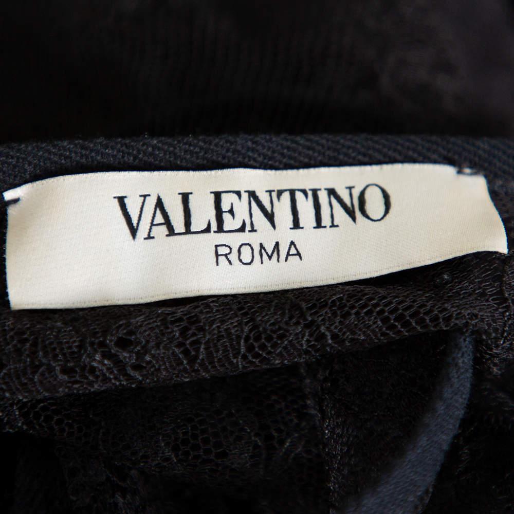 Valentino Black Knit & Lace Paneled Sheath Dress M For Sale 3