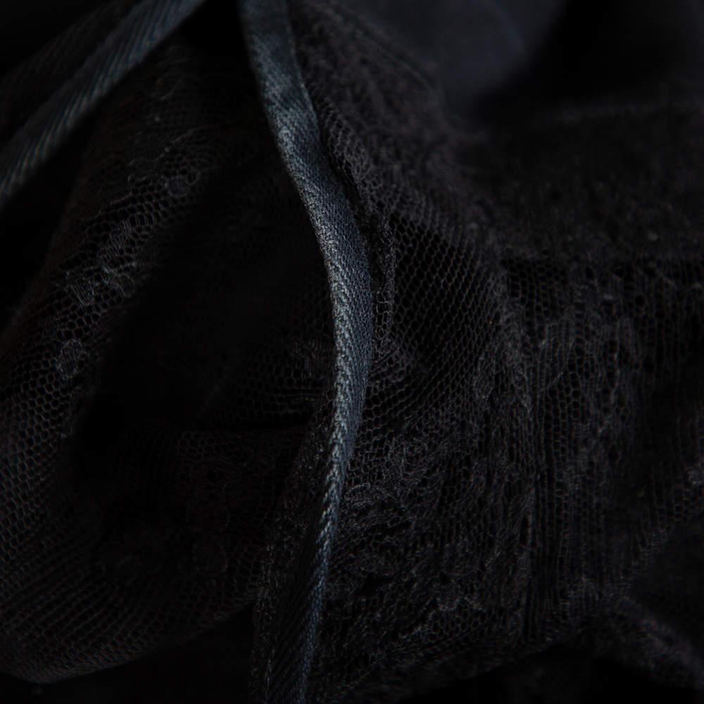 Valentino Black Knit & Lace Paneled Sheath Dress M en vente 3