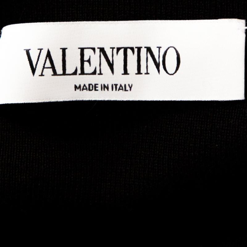 Women's Valentino Black Knit Lace Trim Waterfall Front Cardigan M