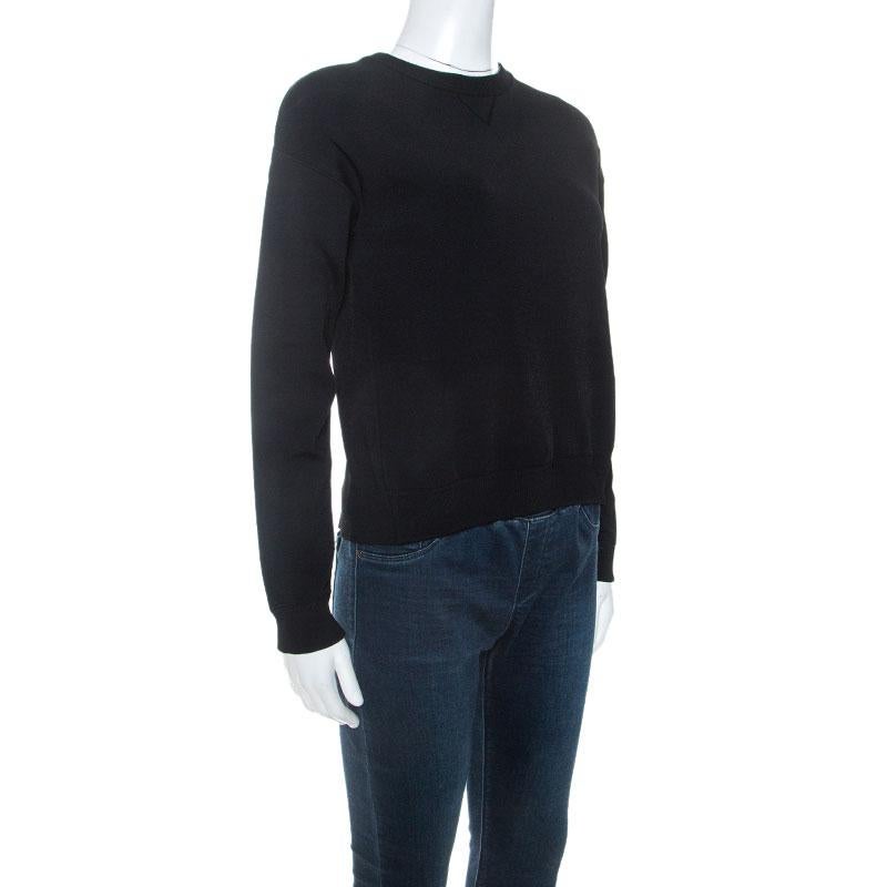 Valentino Black Knit Pleated Detail Sweatshirt XS In Good Condition In Dubai, Al Qouz 2