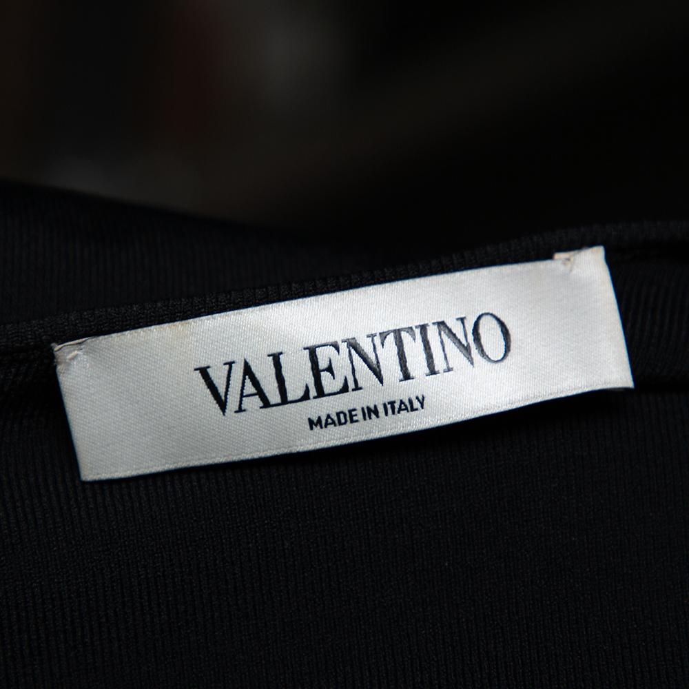 Valentino Black Knit Structured Ruffle Detail Sheath Dress S 1