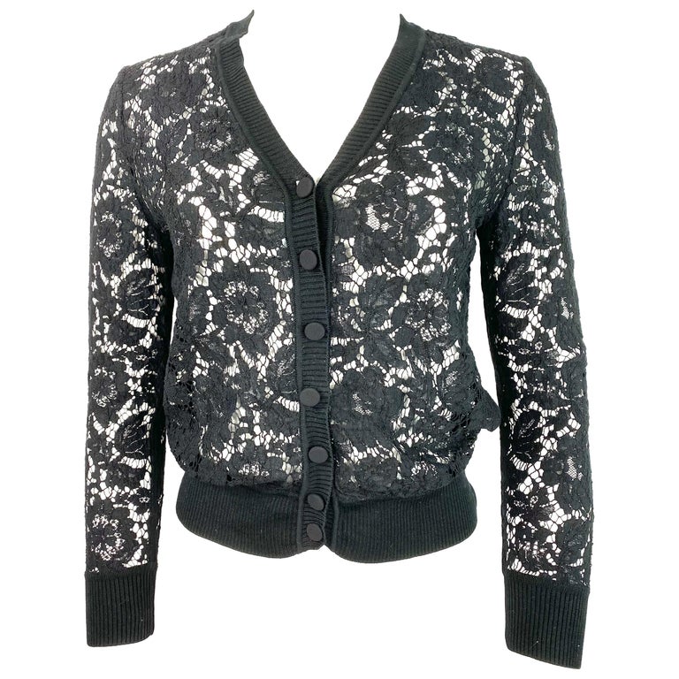 Valentino Black Lace Cardigan Top For Sale at 1stDibs