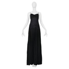 Valentino Black Lace Evening Gown With Pleated Skirt