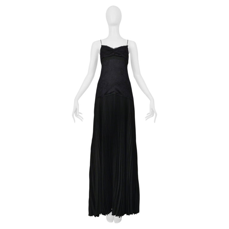 valentino evening dress sale Valentino Black Lace Evening Gown With Pleated Skirt