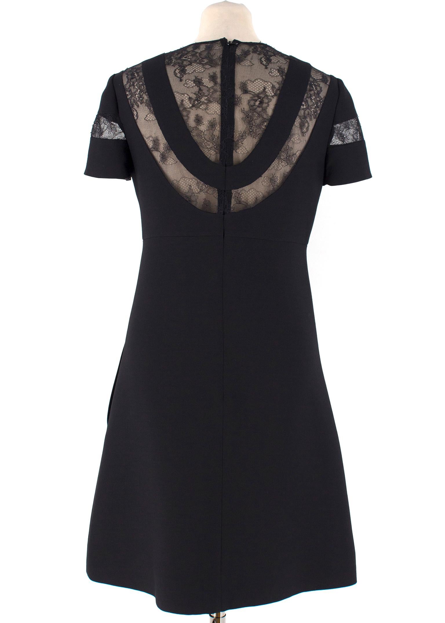 Valentino Black Lace-Insert Cady Dress US 8 In Excellent Condition In London, GB