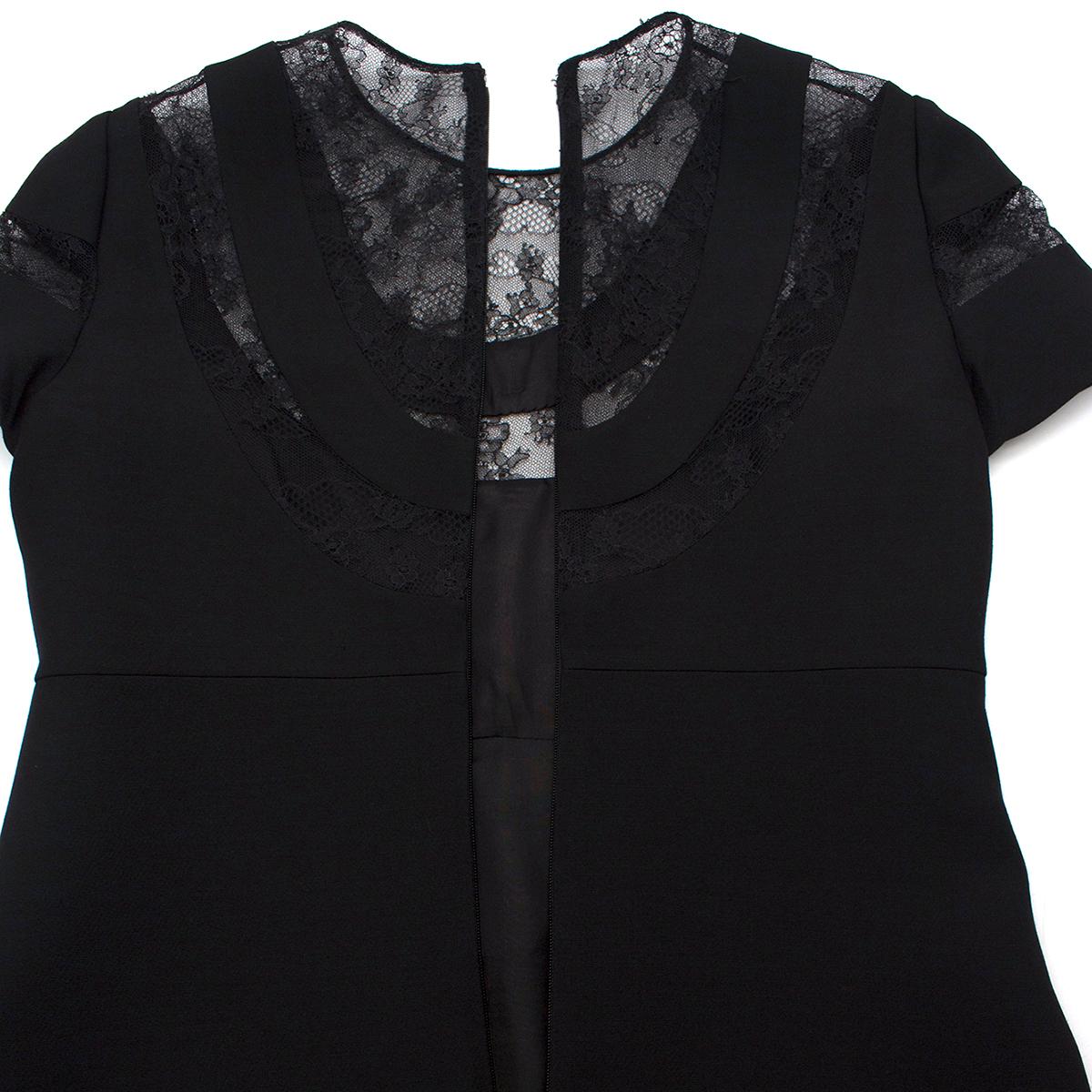 Women's Valentino Black Lace-Insert Cady Dress US 8