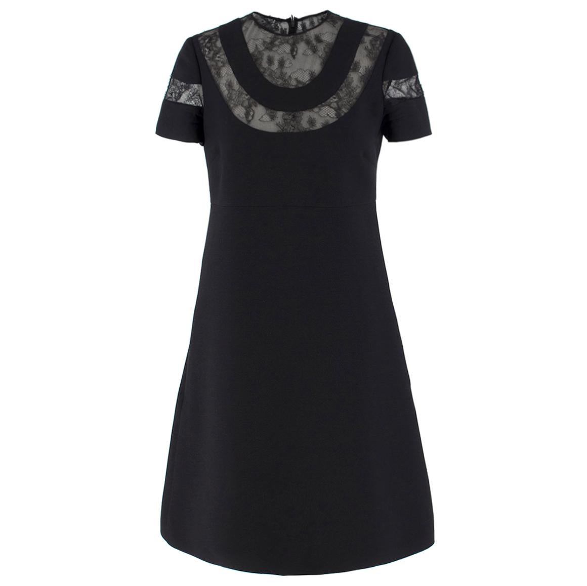 Valentino Black Lace-Insert Cady Dress US 8