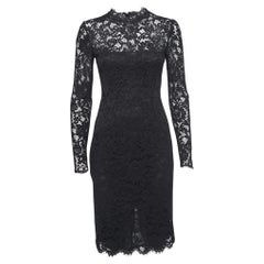 Valentino Black Lace Long Sleeve Midi Dress S