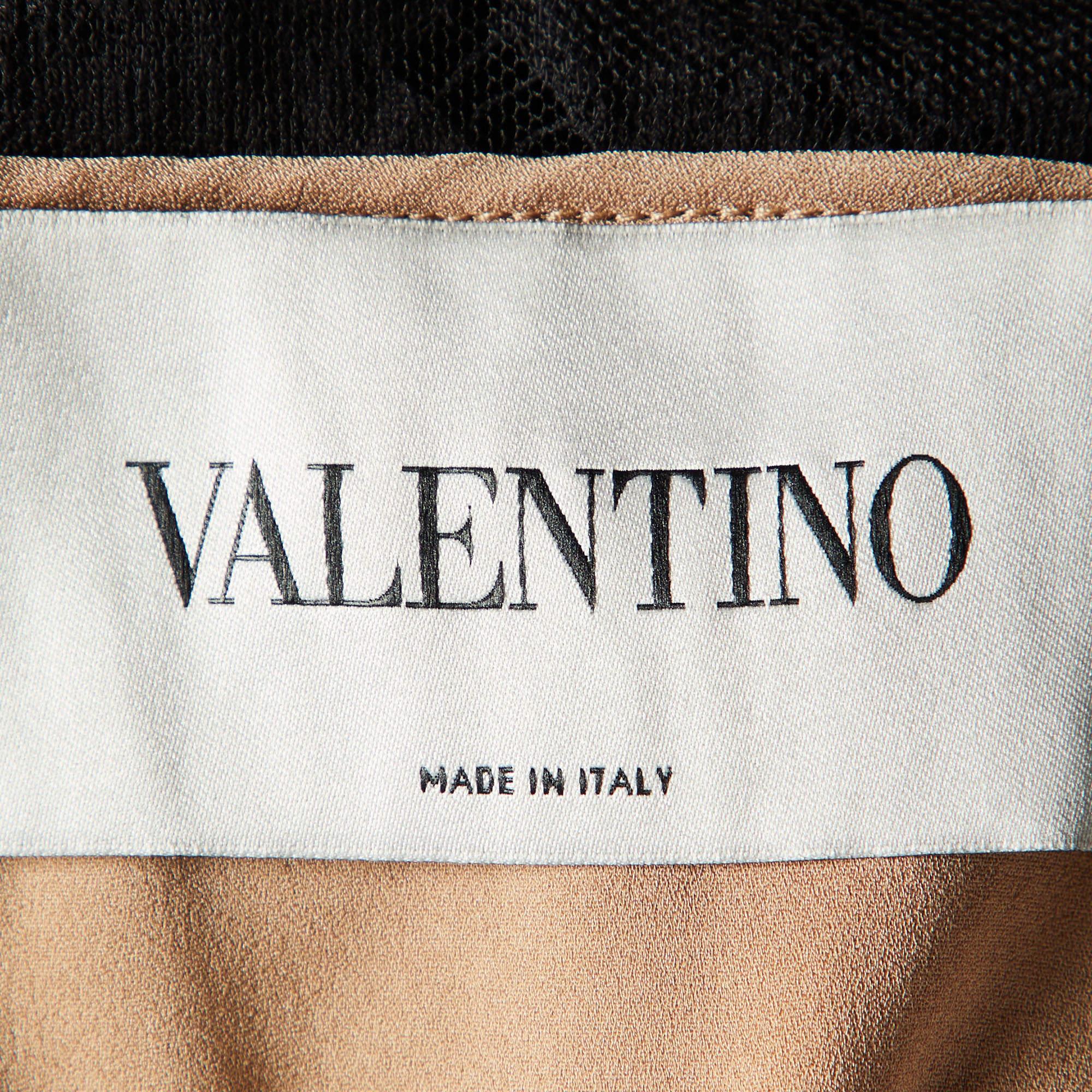 Valentino Black Lace Long Sleeve Sheath Dress L Pour femmes en vente