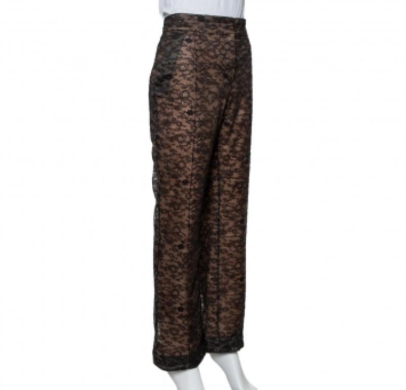 Valentino's flared trousers project an elegant appeal through the use of lace, fine tailoring, and simple detailing. The comfortable pair is bound to give you a great fit.