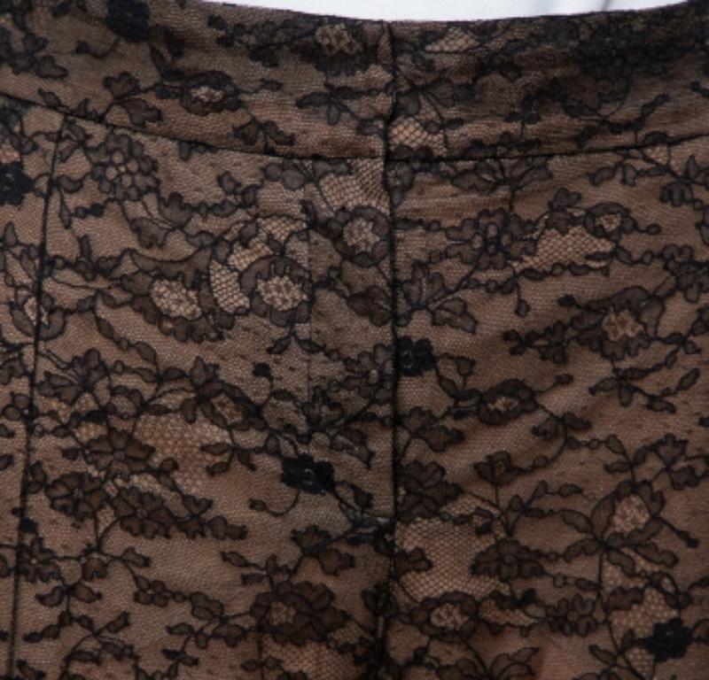 Women's Valentino Black Lace Overlay Flared Trousers L For Sale