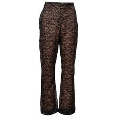 Used Valentino Black Lace Overlay Flared Trousers L