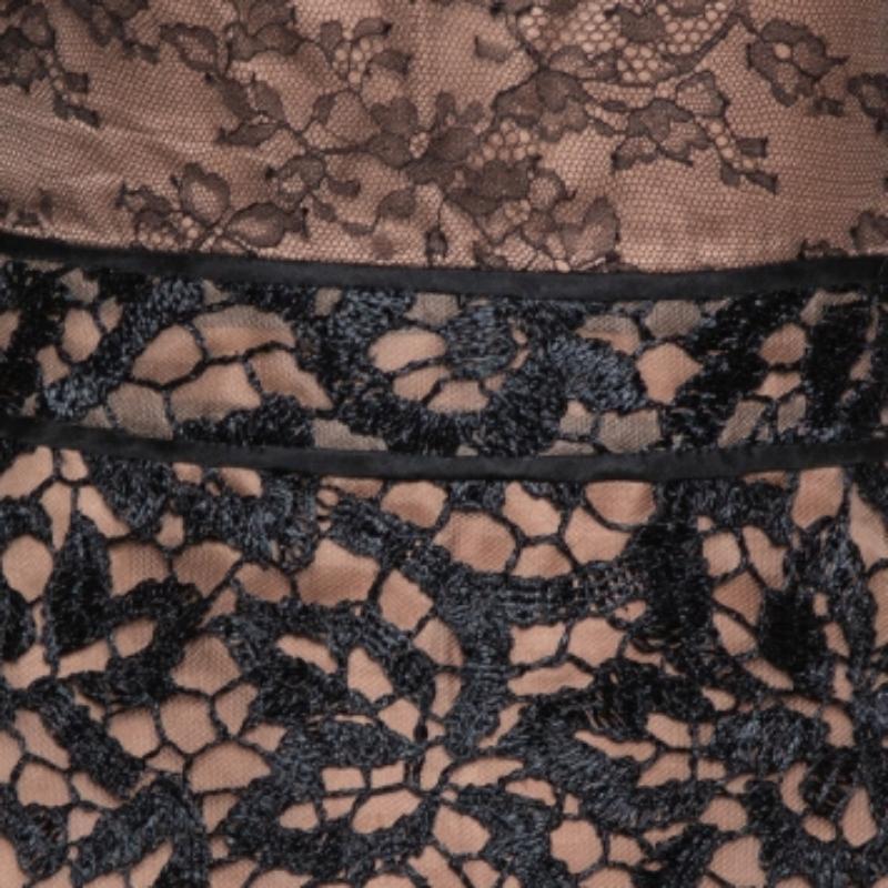 Valentino Black Lace Overlay Flute Sleeve Midi Dress S For Sale 3
