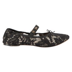 Valentino Black Lace Pattern Rockstud Ballet Flats Size IT 36.5